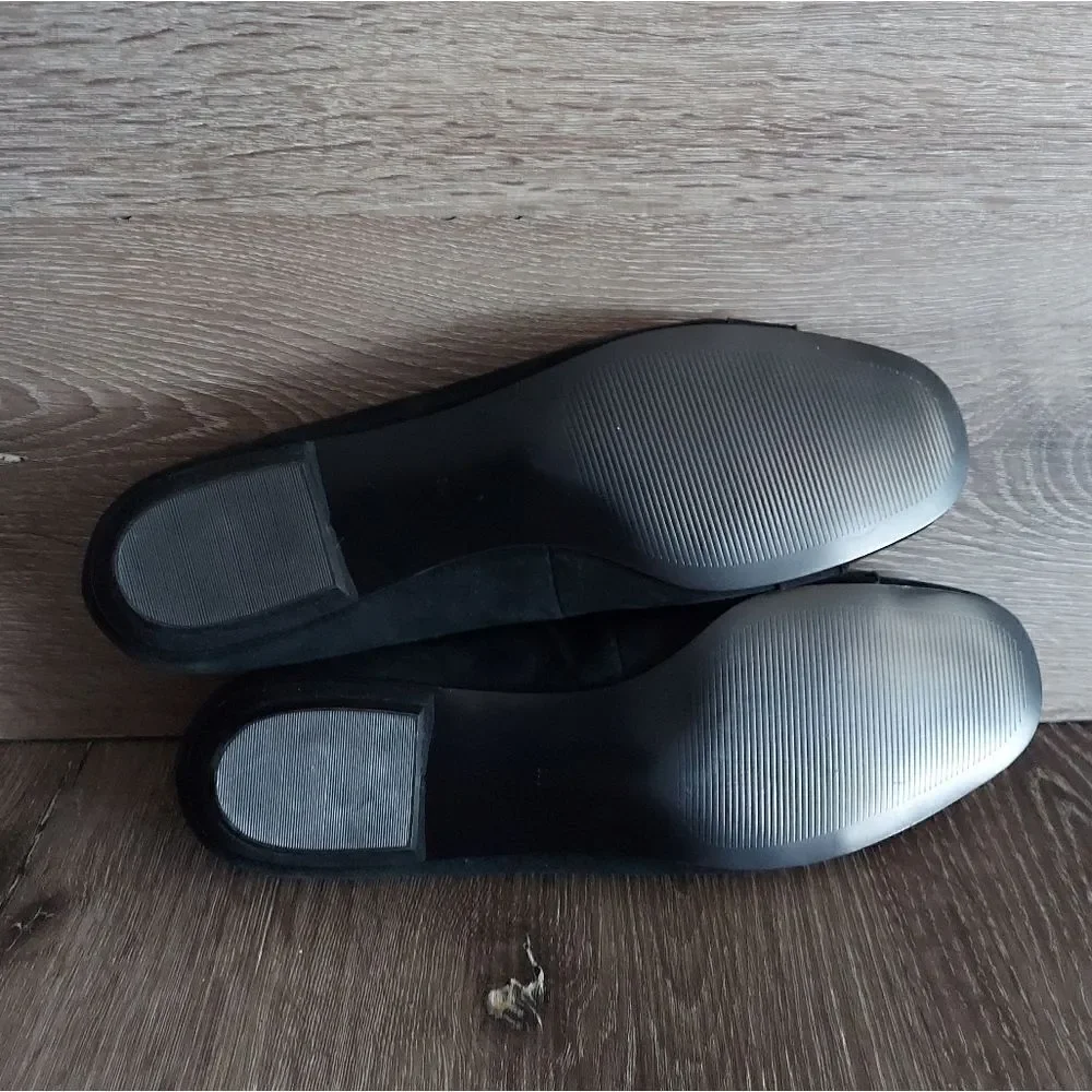 Next Black Suede Flats with Gold Accents 9